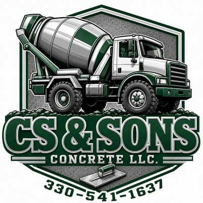 CS & Sons Concrete LLC logo — green cement mixer truck badge