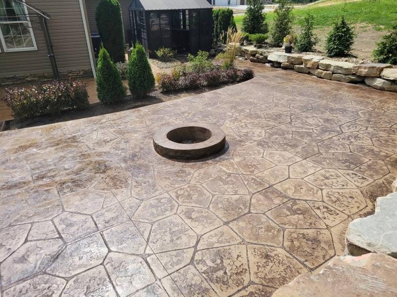 Decorative stamped concrete finish detail