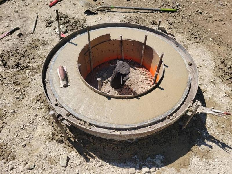 Custom concrete fire pit formed and poured on site